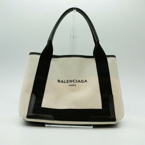 Balenciaga Cabas Handbag Beige Tan Silver